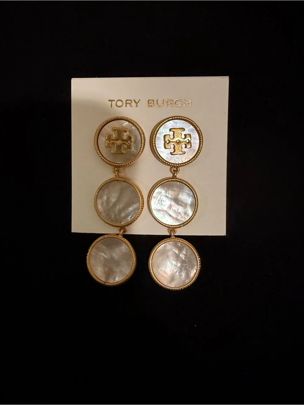 Tory Burch Gold-Tone and Mother-of-Pearl Triple Drop Earrings